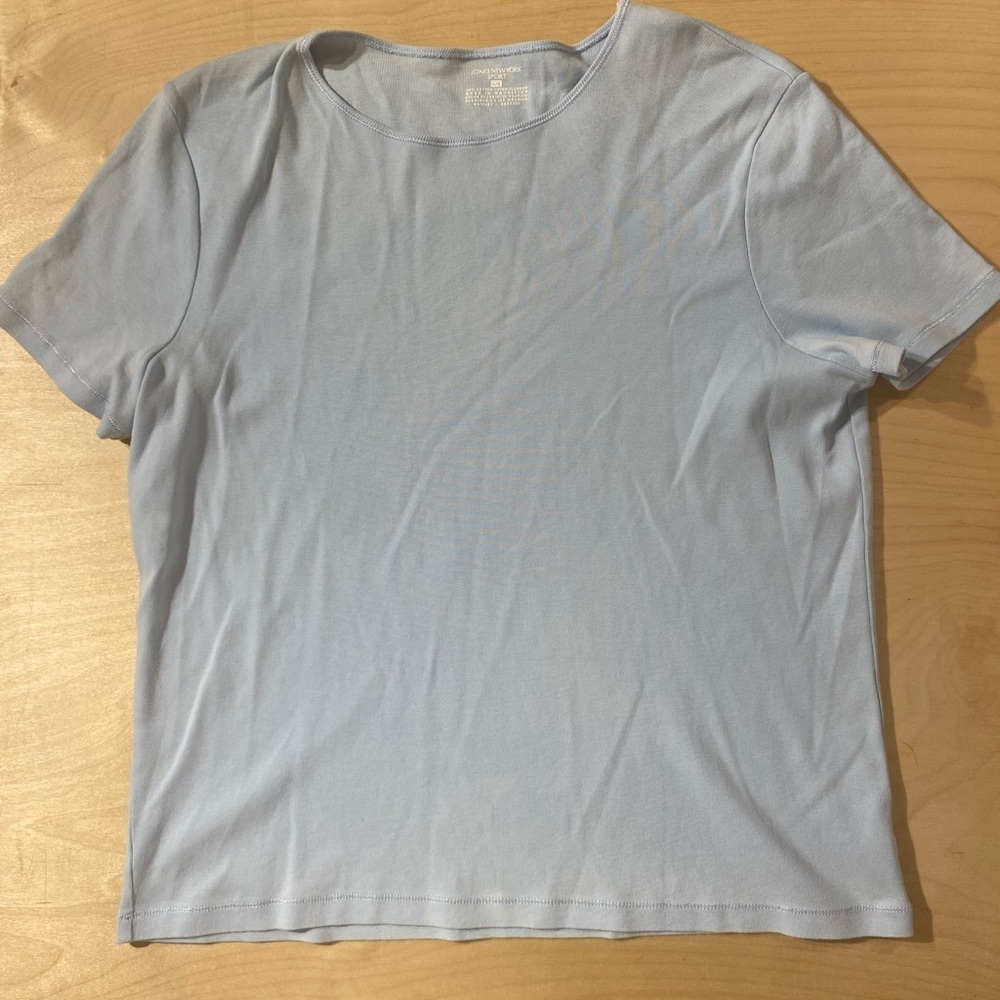 Jones New York Light Blue Scoop Neck Tee Large (QM) - Picture 2 of 6